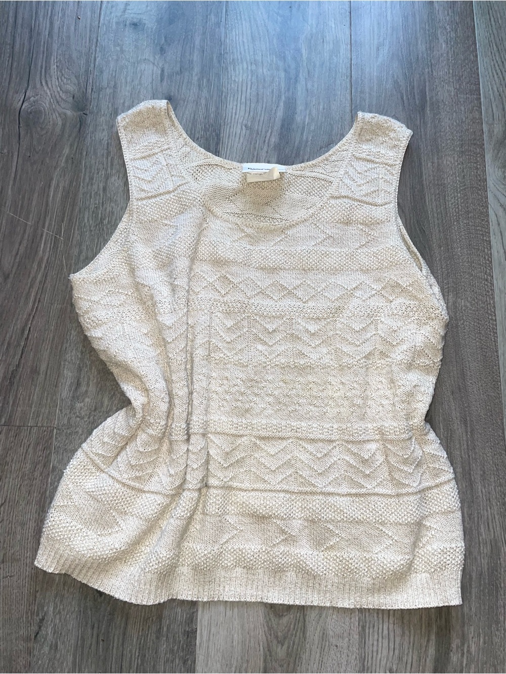 Women's Cream Textured Knit Tank Top
